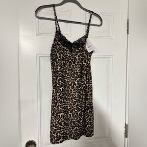 Leopard Print Lace Slip Dress